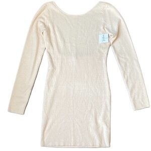 NWT Et Clet Backless Ribbed Knit Mini Dress Bodycon Long Sleeve M